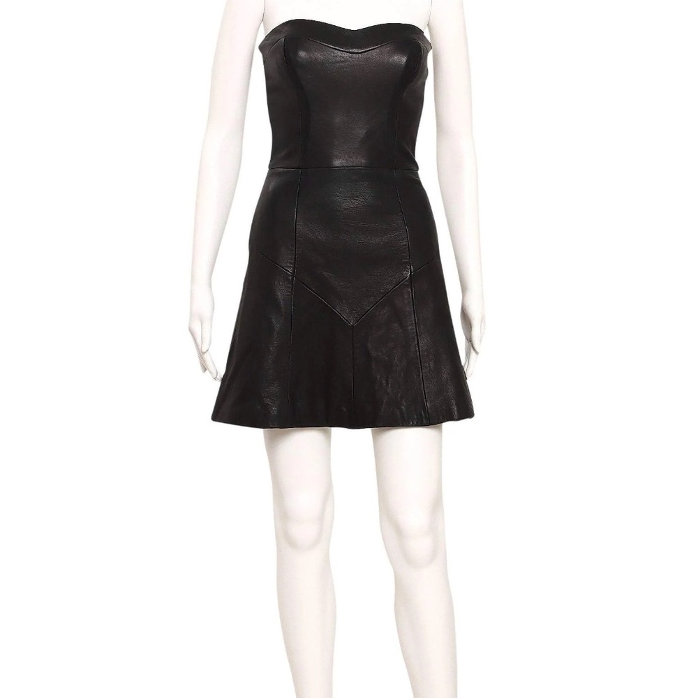 Kookai brown leather dress size 34 great condition a line